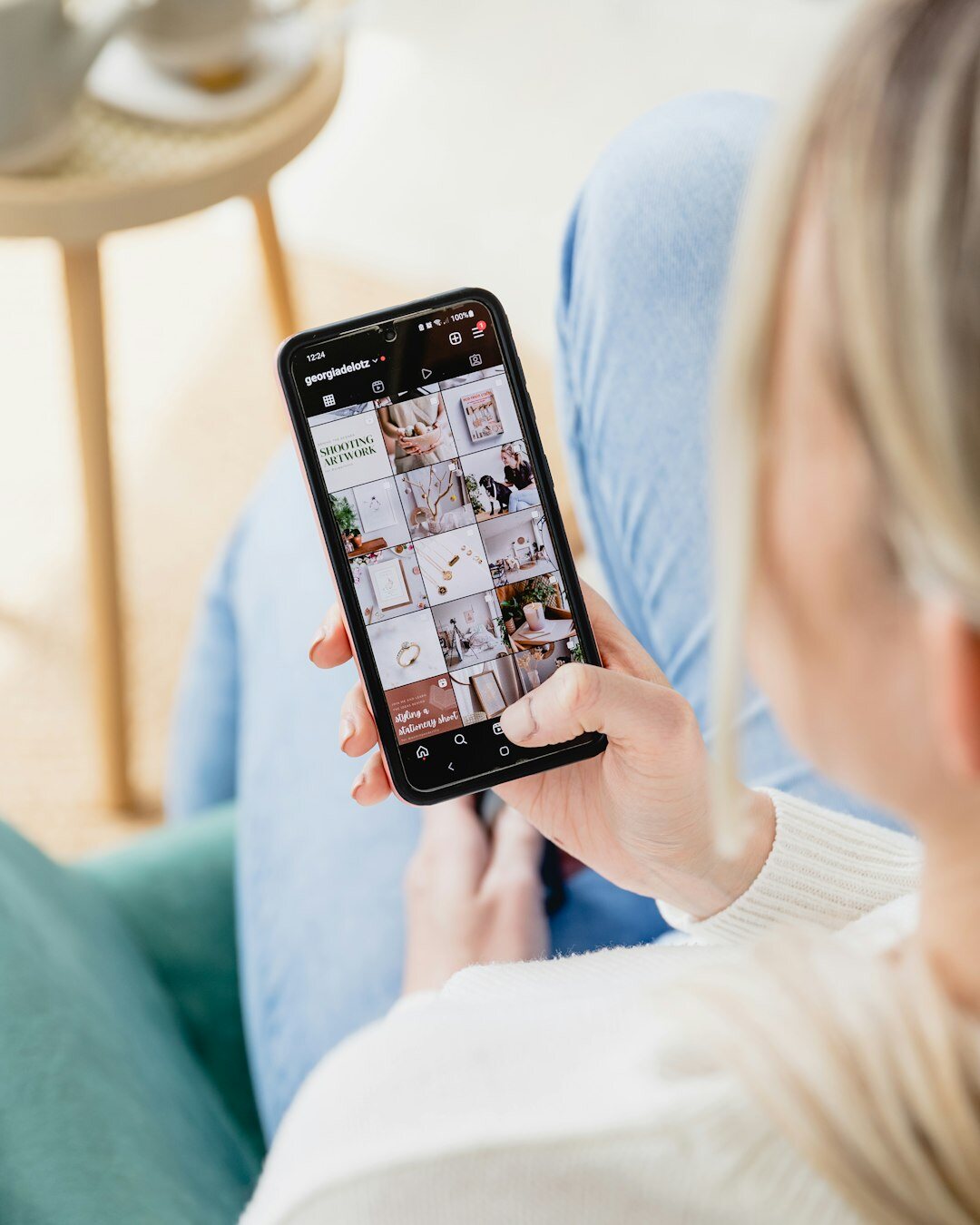 influencer posting on phone